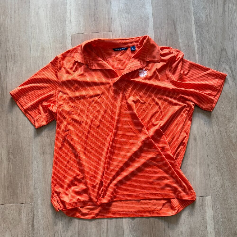 Cutter & Buck Orange Clemson Tigers Golf Polo Size XL